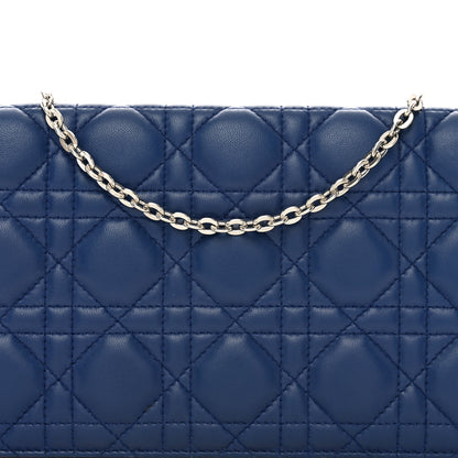 Christian Dior Lambskin Cannage Tri-Color Lady Dior Convertible Clutch Blue 5 of 13
