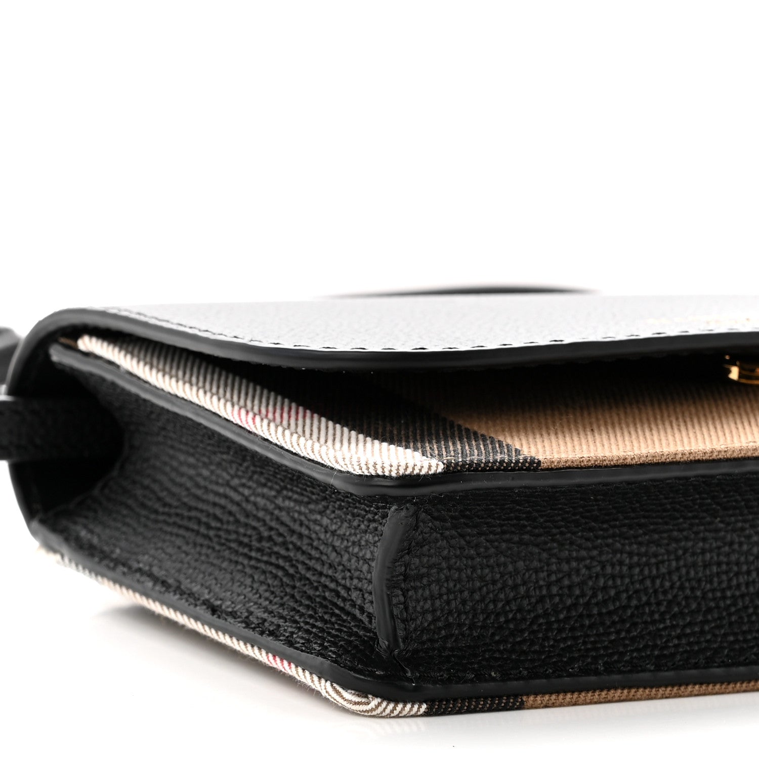 Burberry Derby Calfskin House Check Mini Hampshire Wallet On Chain Black 8 of 9