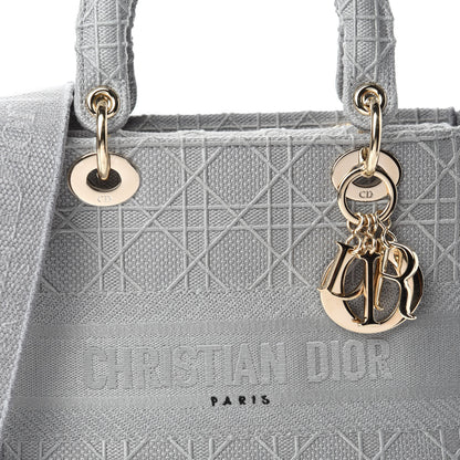 Christian Dior Canvas Embroidered Cannage Medium Lady D-Lite Gray 9 of 9