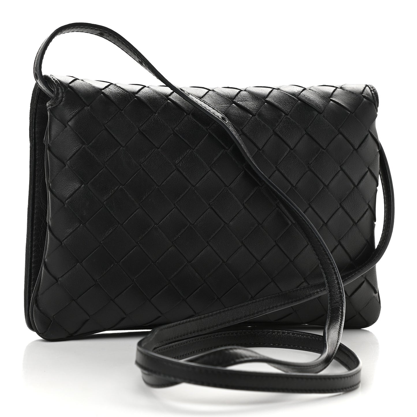 Nappa Intrecciato Flap Crossbody Black