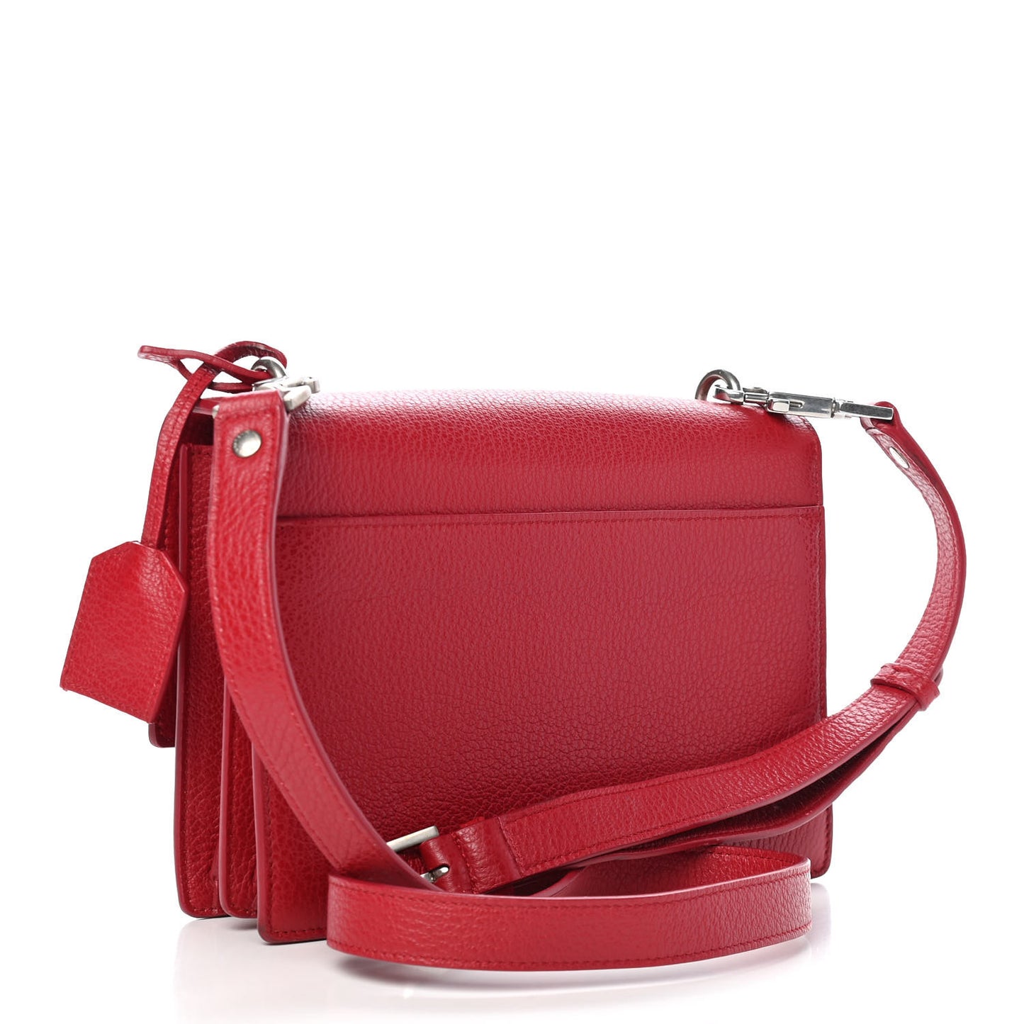 Grained Calfskin Medium Monogram Sunset Satchel Red