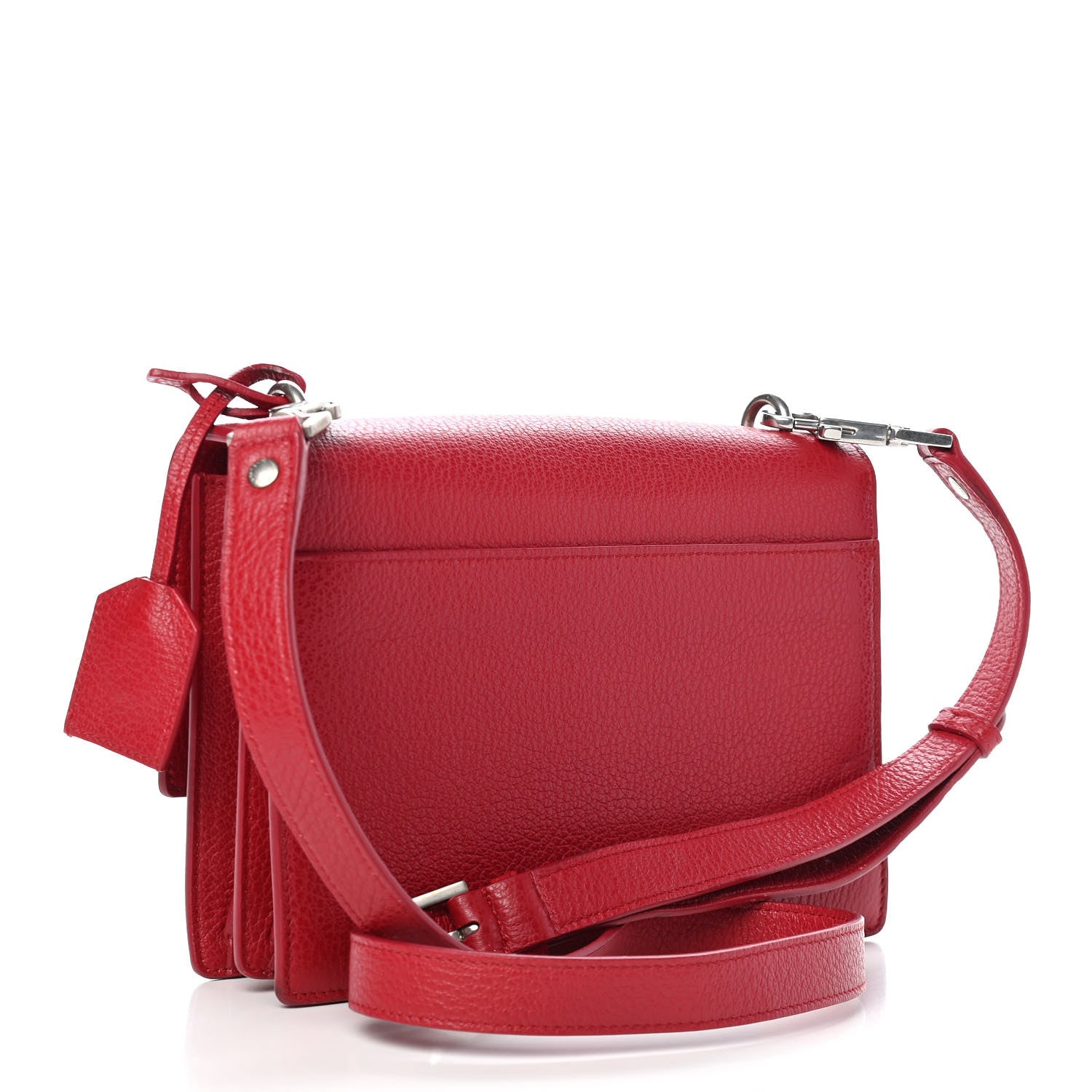 Saint Laurent Grained Calfskin Medium Monogram Sunset Satchel Red 2 of 9