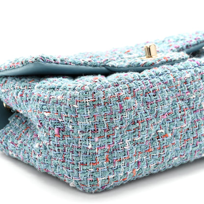 Chanel Tweed Quilted Mini Rectangular Flap Turquoise Purple White Red 9 of 11