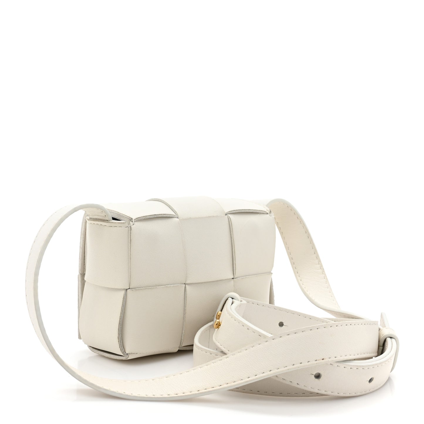 Lambskin Maxi Intrecciato Extra Mini Cassette Crossbody Bag White