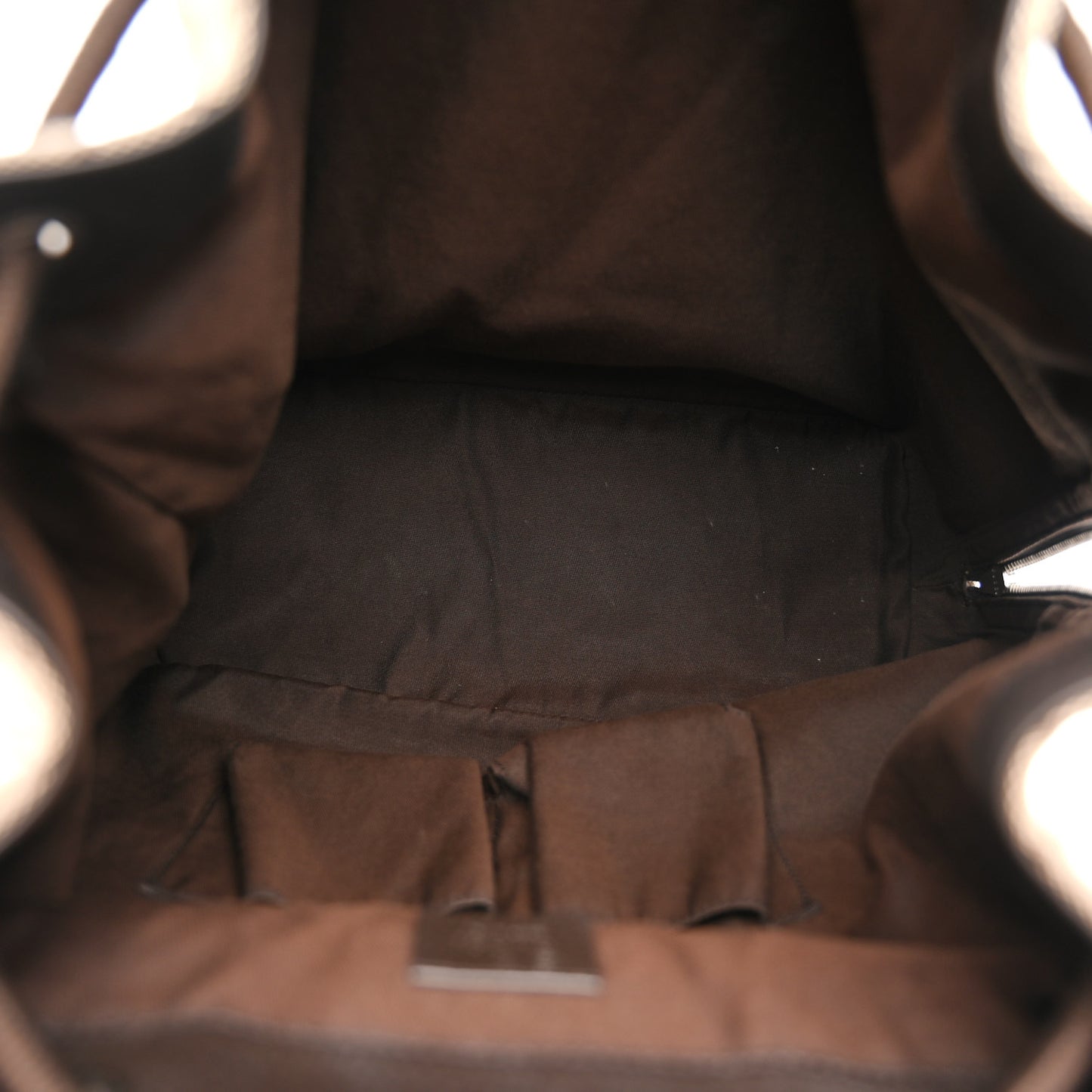 Monogram Dollar Calfskin O Drawstring Backpack Beige Ebony Testa di Moro Dark Chocolate