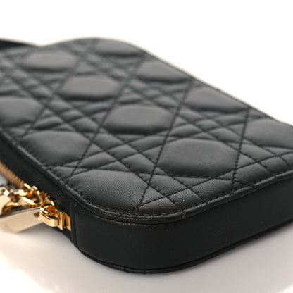Christian Dior Lambskin Cannage Lady Dior Phone Holder Black 8 of 10
