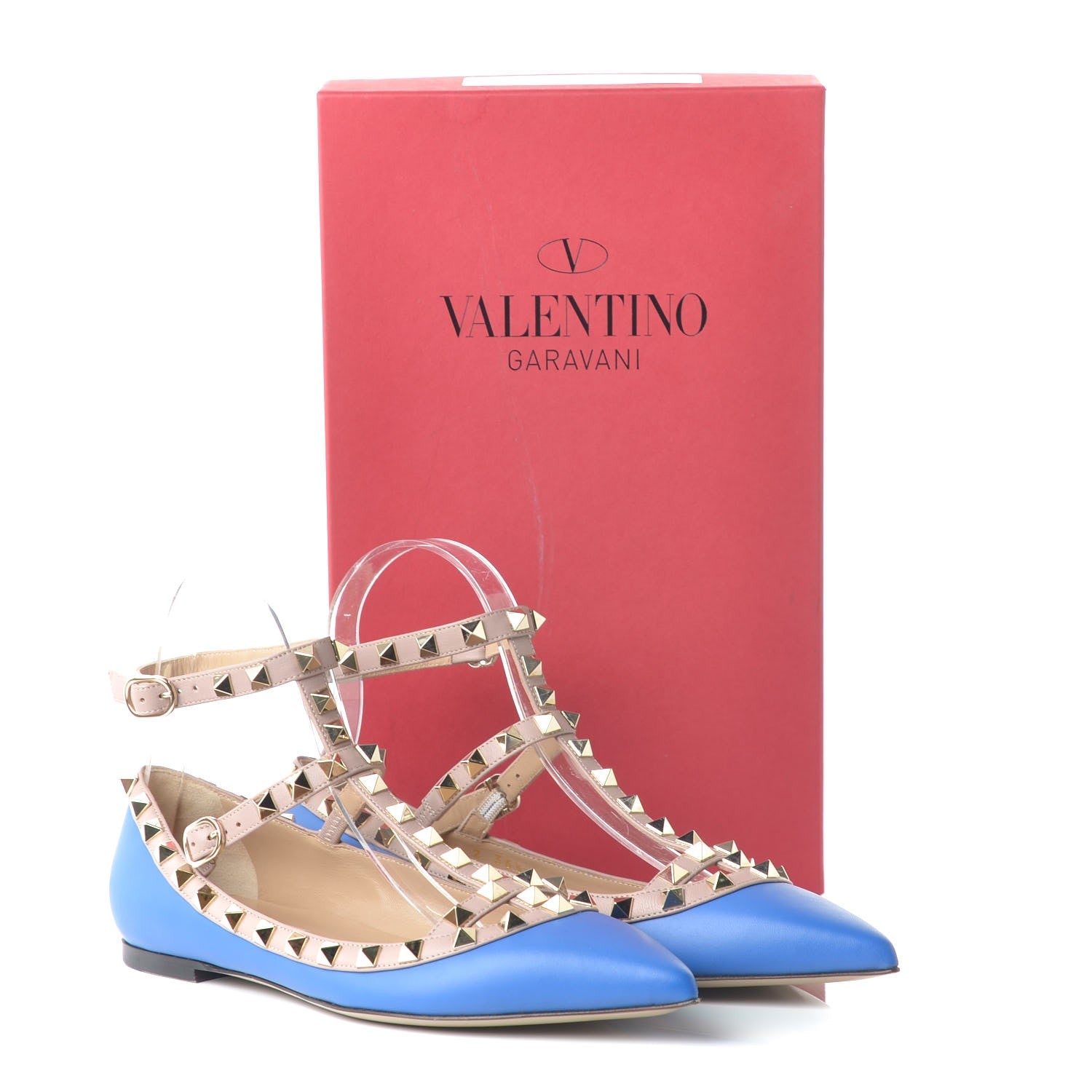 Valentino Garavani Nappa Rockstud Cage Ballerina Flats 36.5 Light Sapphire Poudre 8 of 8