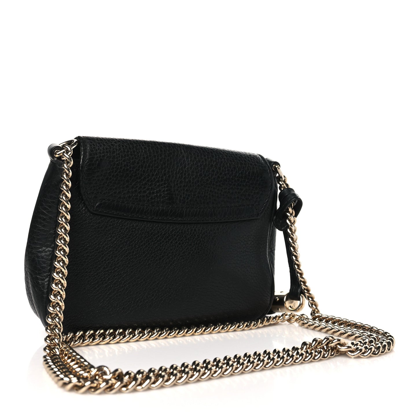 Pebbled Calfskin Small Soho Flap Crossbody Black