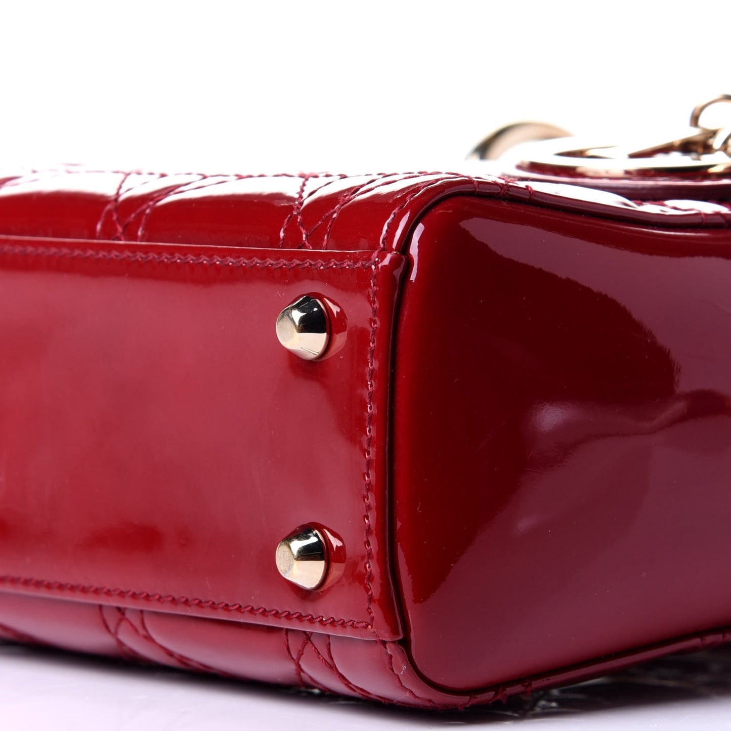 Patent Cannage Mini Lady Dior Red
