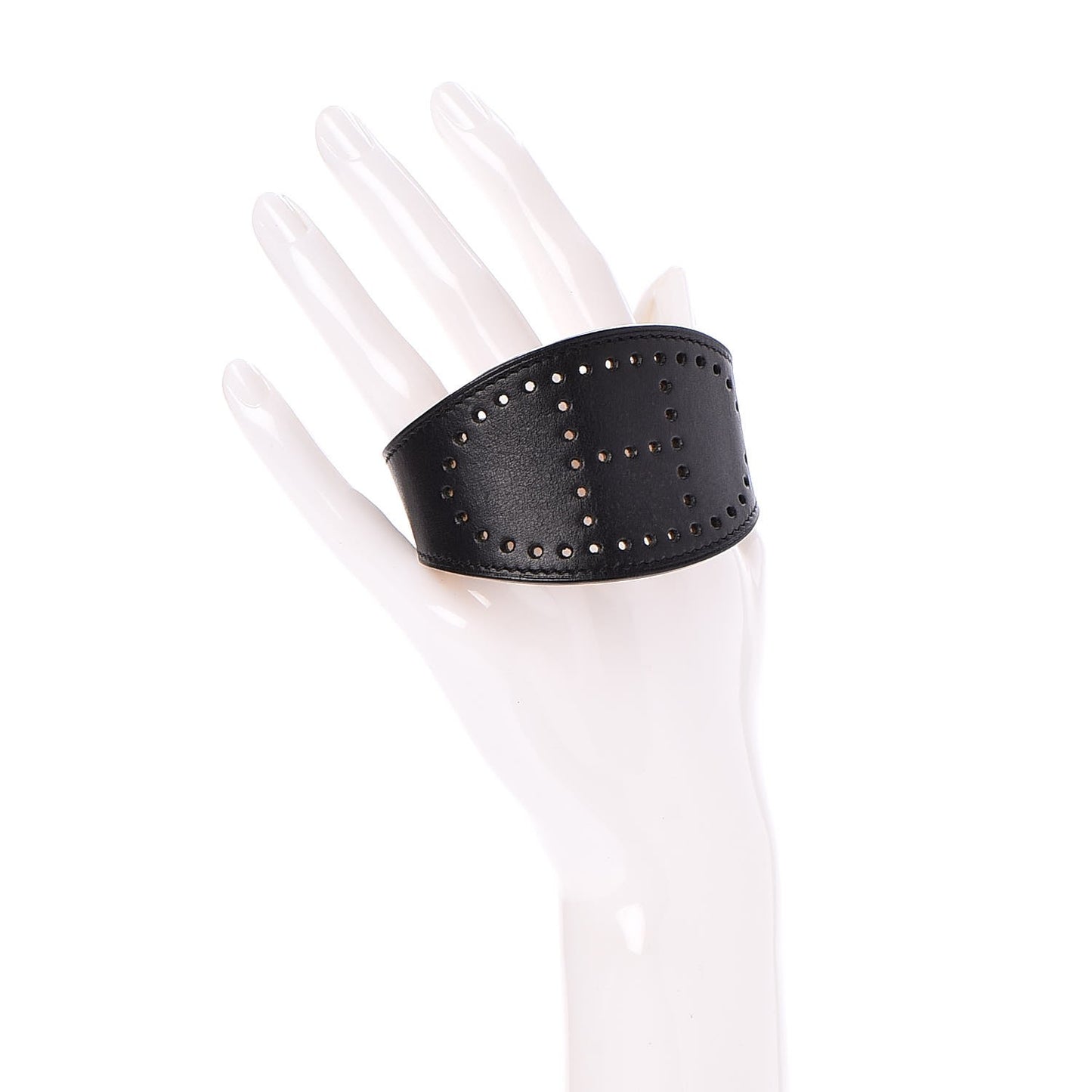 Calfskin Reversible Perforated H Bracelet Noir