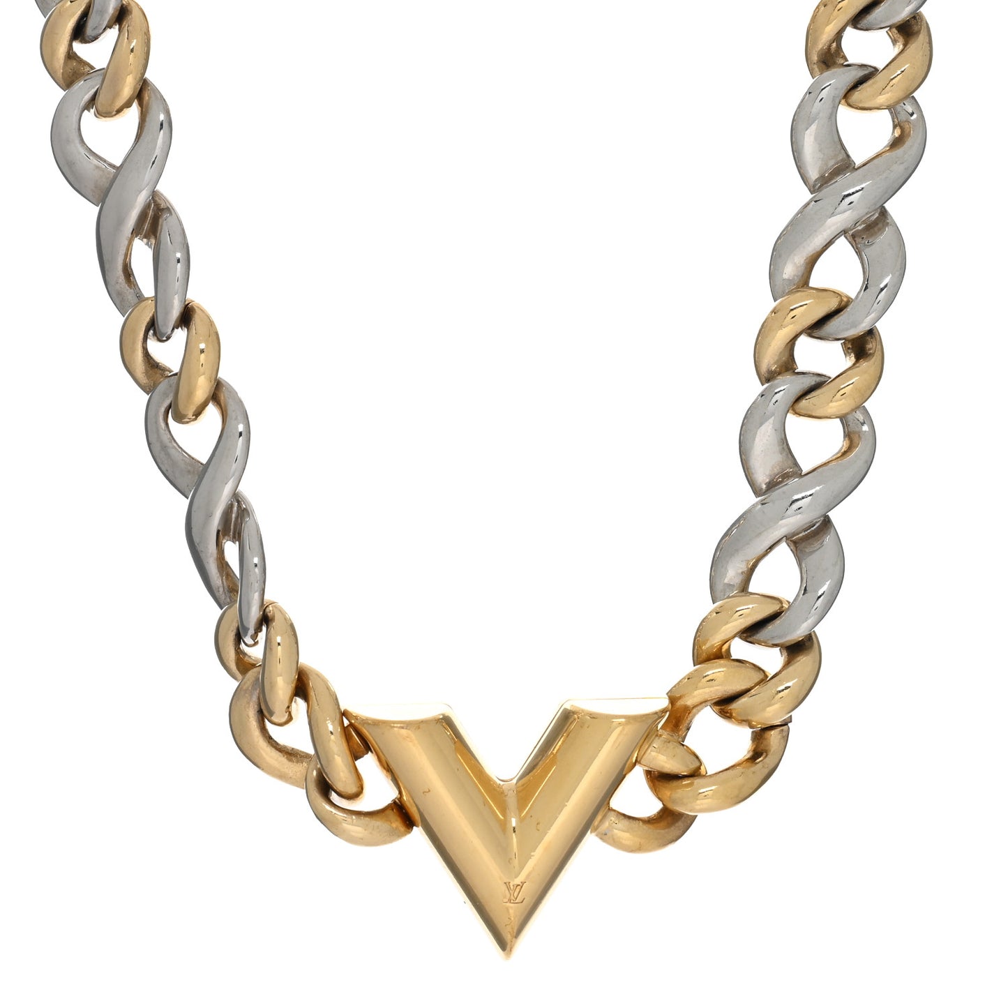 V Chain Necklace Silver Gold