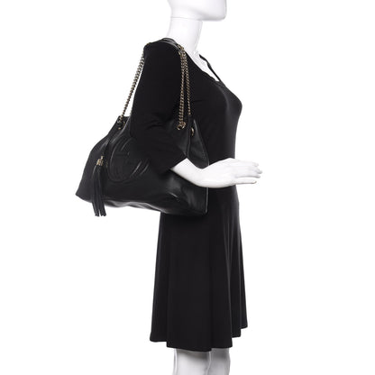 Gucci Pebbled Calfskin Medium Soho Chain Shoulder Bag Black 2 of 13