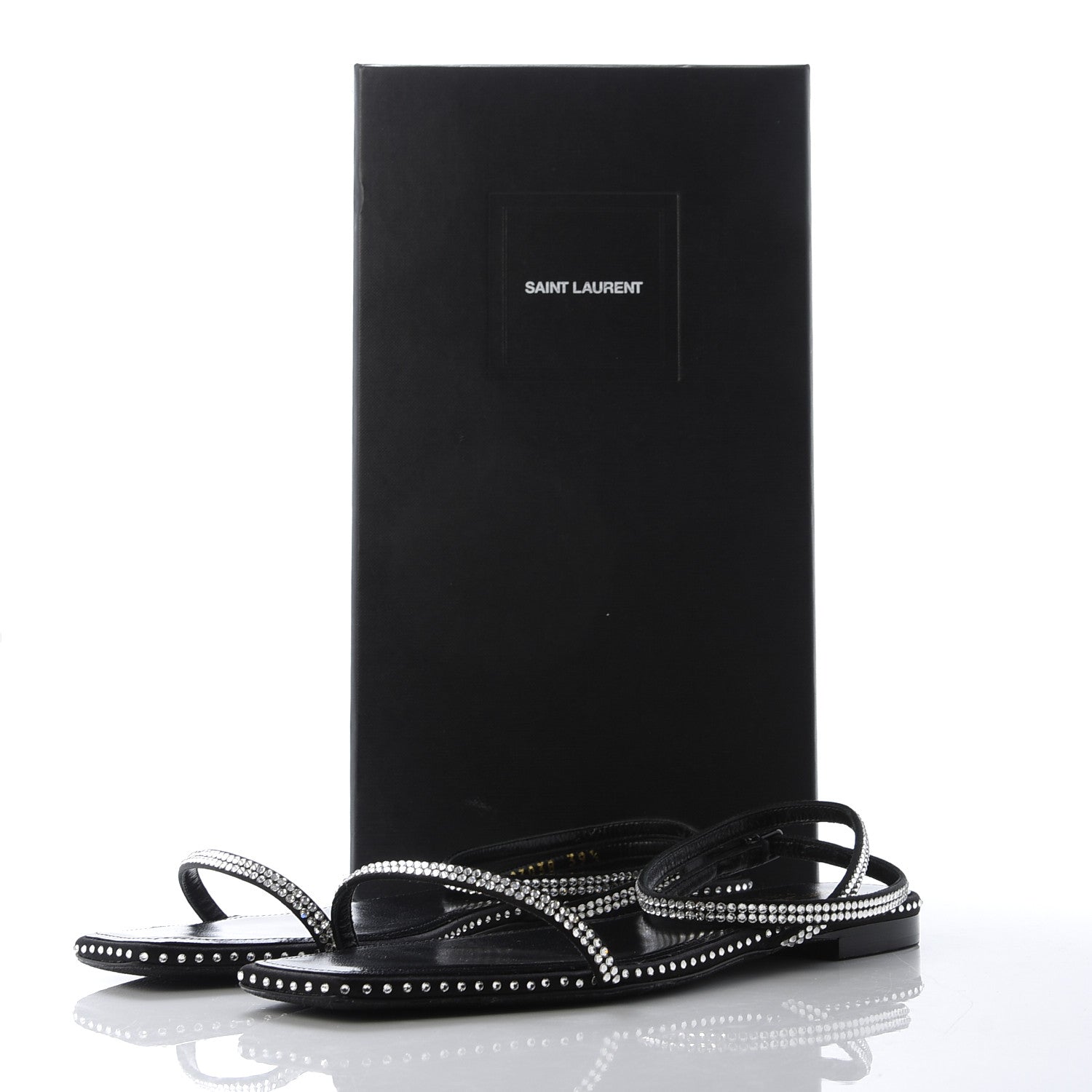 Saint Laurent Calfskin Studded Raso Seta Sandals 39.5 Black 9 of 9