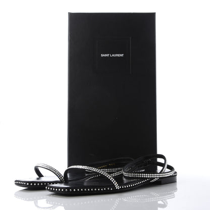 Saint Laurent Calfskin Studded Raso Seta Sandals 39.5 Black 9 of 9