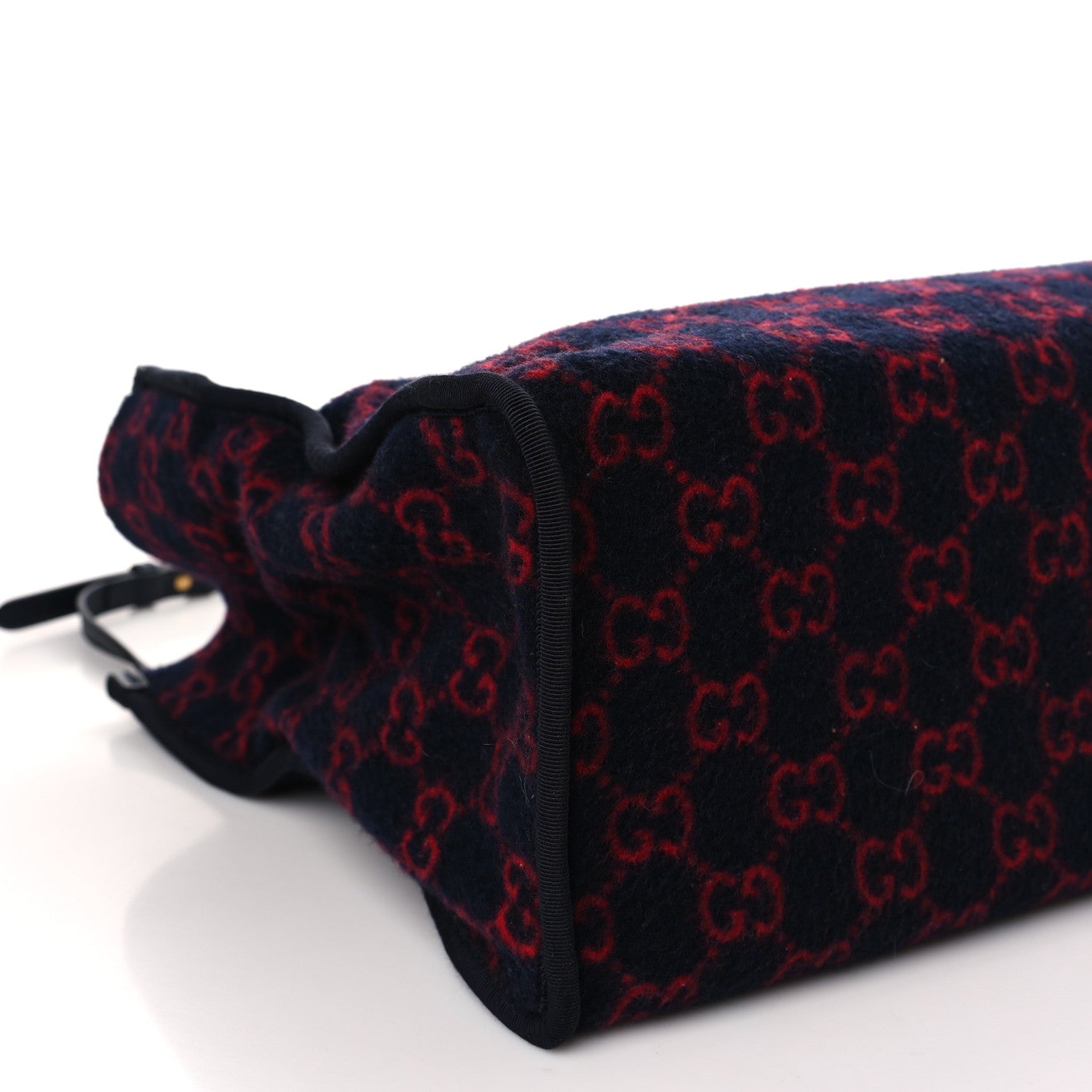 Gucci Covered Wool Textured Dollar Calfskin GG Monogram Large Tote Bag Blue Red 8 of 9