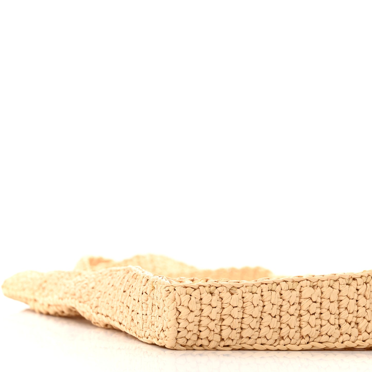 Yarn Raffia Effect Crochet Logo Embroidered Tote Bag Naturale