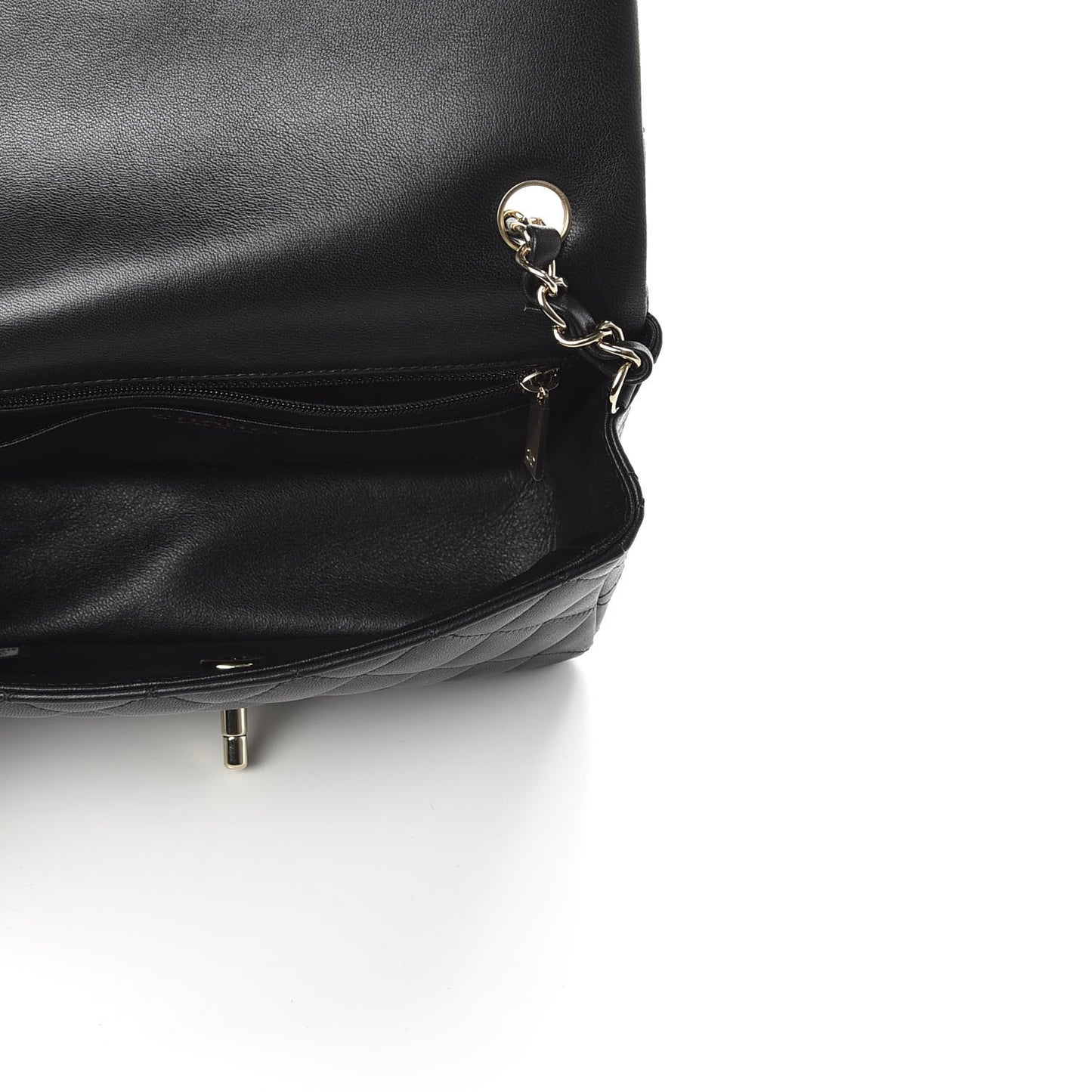 Lambskin Quilted Mini Rectangular Flap Black