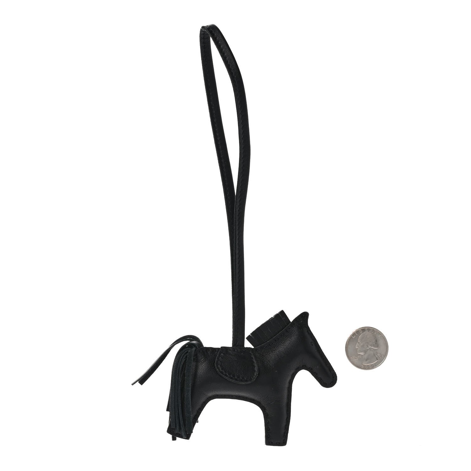 Hermes Milo Lambskin Grigri Rodeo Horse Bag Charm PM So Black 2 of 6
