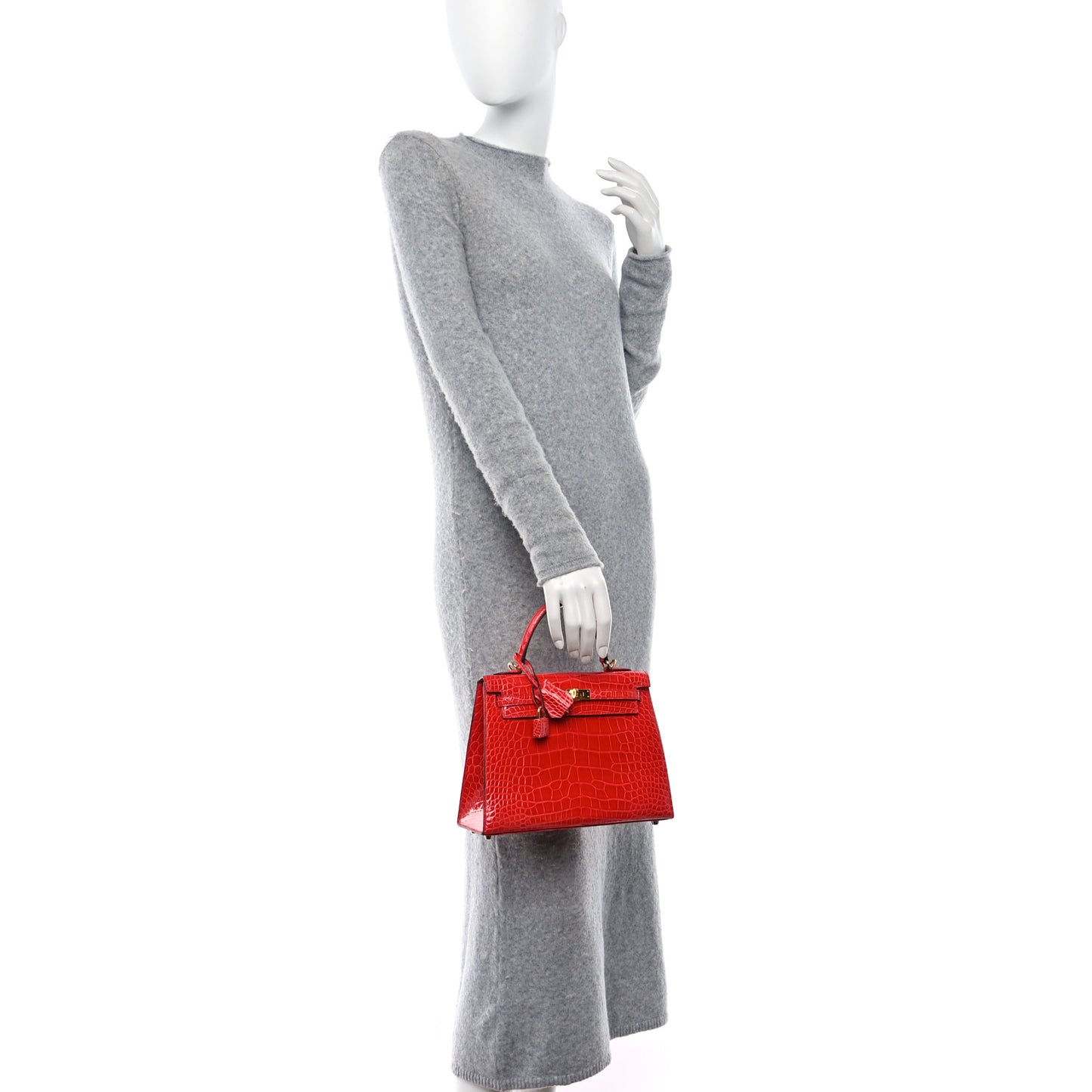 Shiny Alligator Kelly Sellier 25 Rouge de Coeur