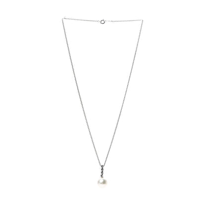Mikimoto 18K White Gold Diamond Akoya Pearl Drop Pendant Necklace 2 of 3