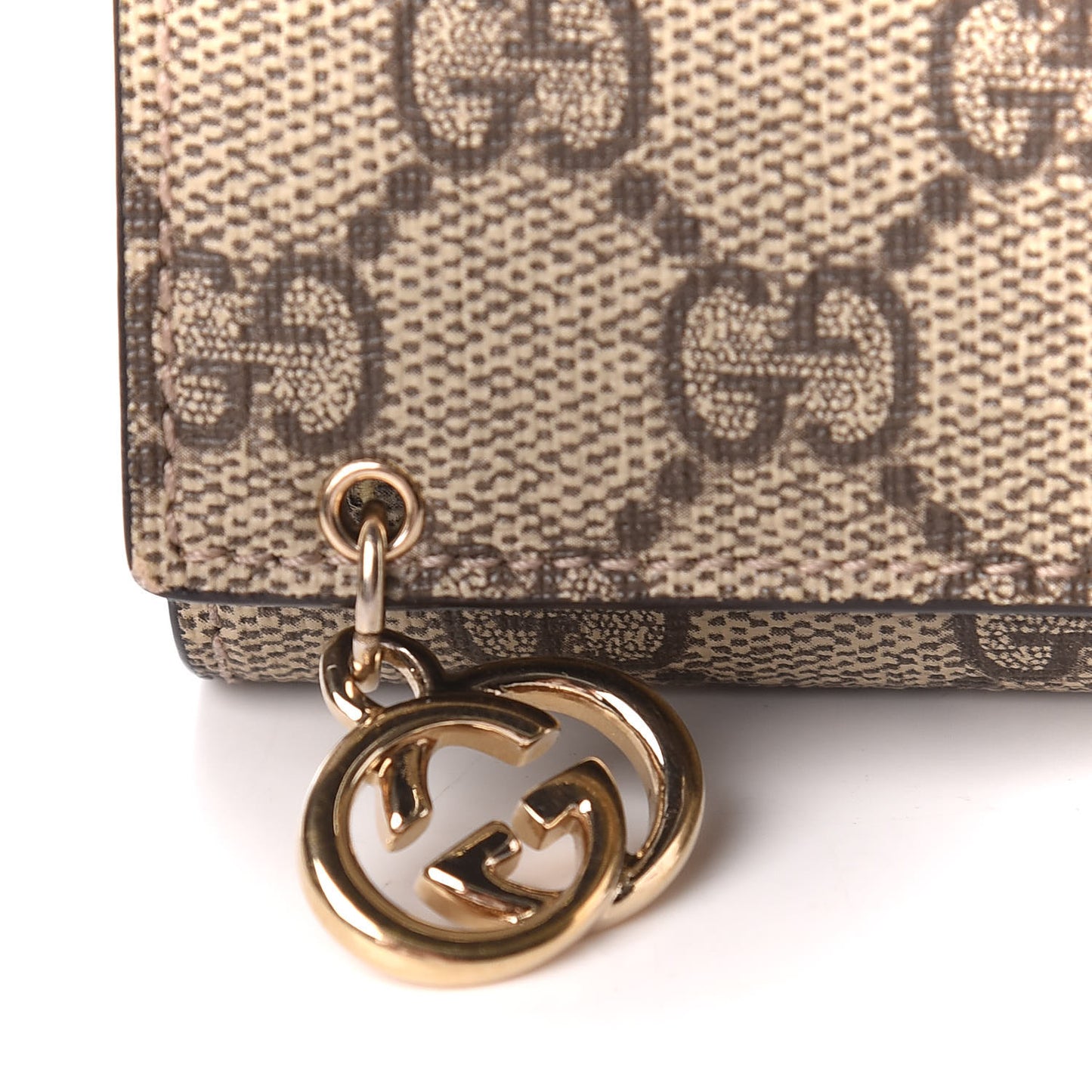 GG Supreme Monogram GG Pierce Chain Clutch Wallet Beige Ebony Black
