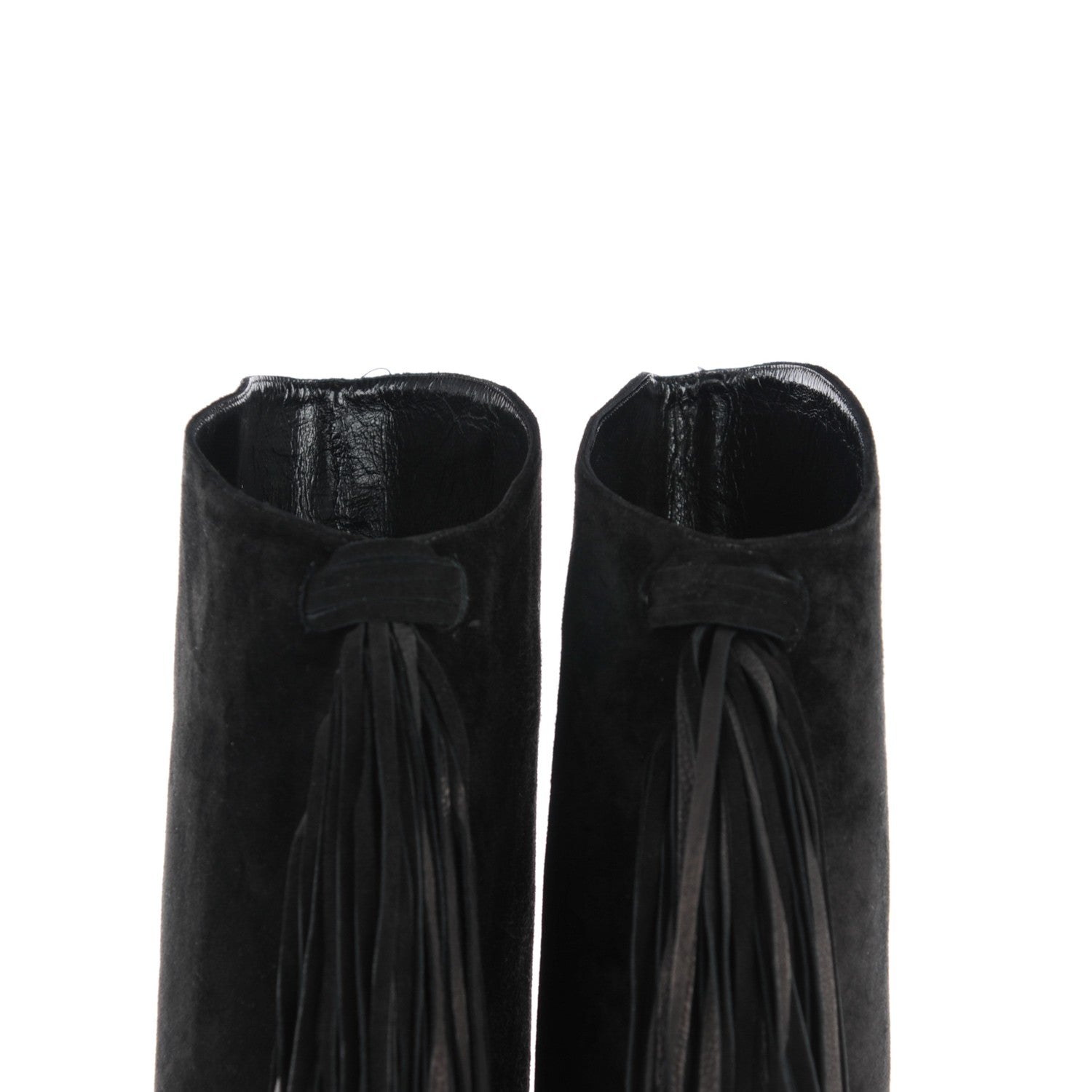 Christian Louboutin Suede Fringe Interlopa 160 Over The Knee Boots 40 Black 6 of 8