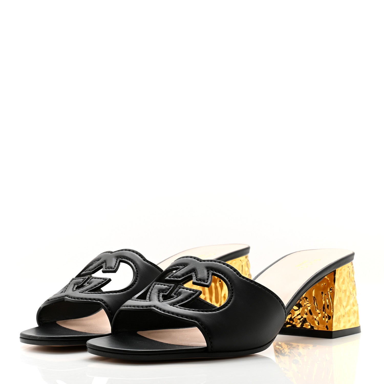Gucci Cosmos Softy Calfskin Interlocking G Cut Out 55mm Slide Sandals 41.5 Black 3 of 9