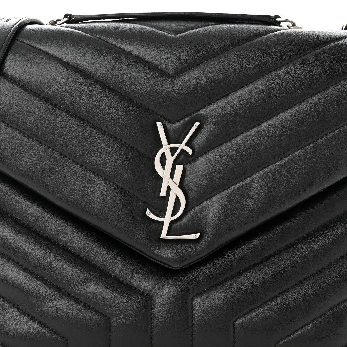 Calfskin Y Quilted Monogram Medium Loulou Chain Satchel Black