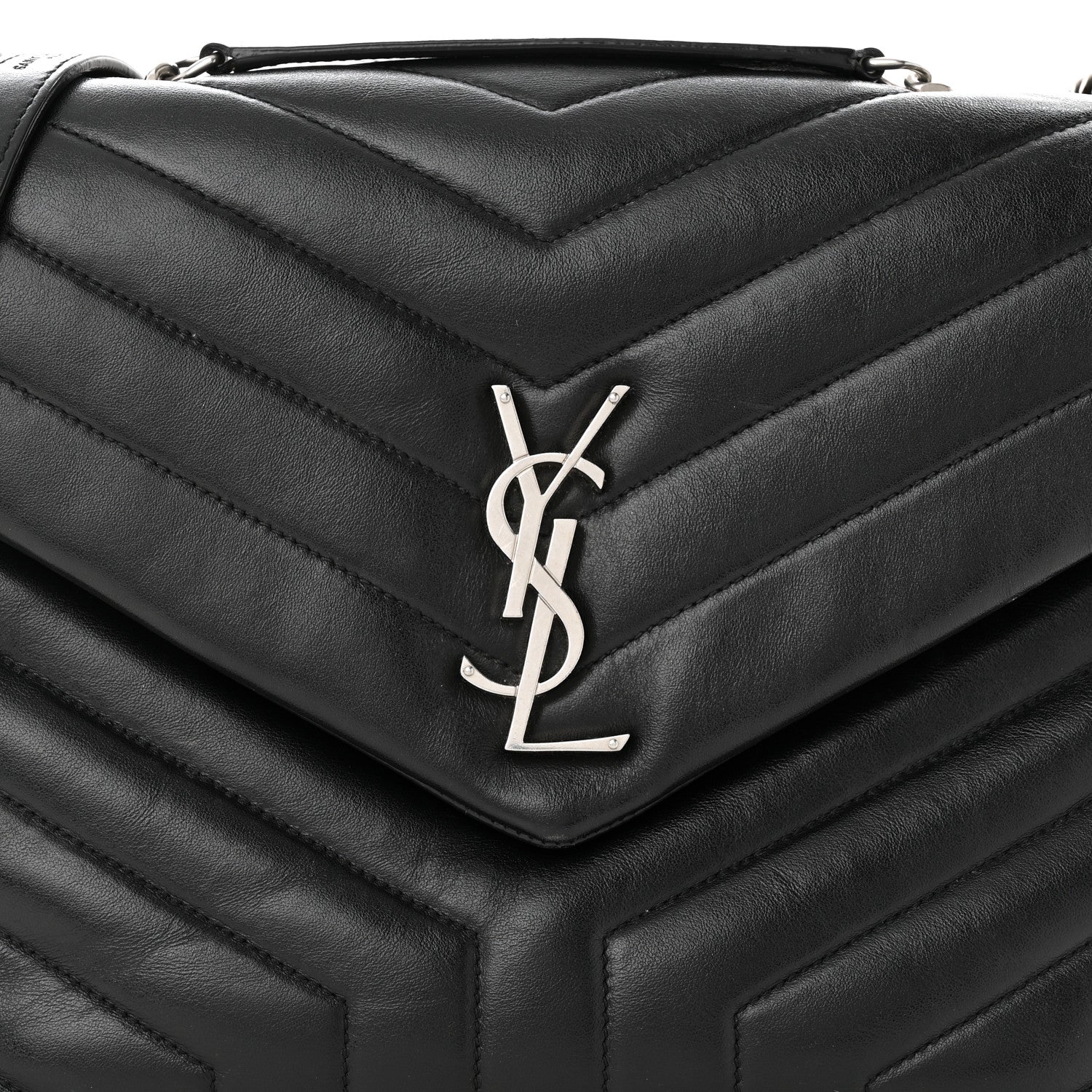 Saint Laurent Calfskin Y Quilted Monogram Medium Loulou Chain Satchel Black 8 of 11