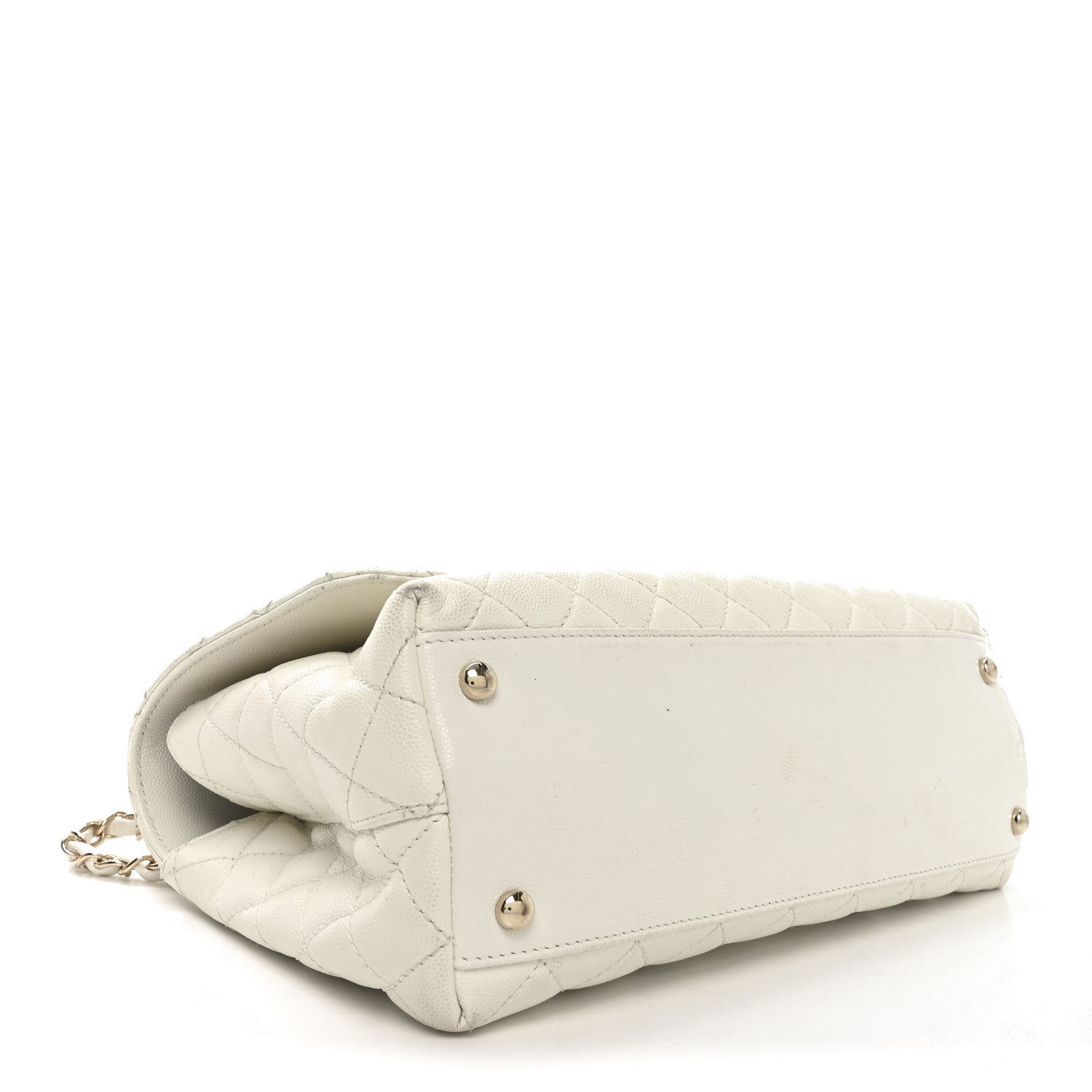 Chanel Caviar Quilted Small Coco Handle Flap White 4 of 10