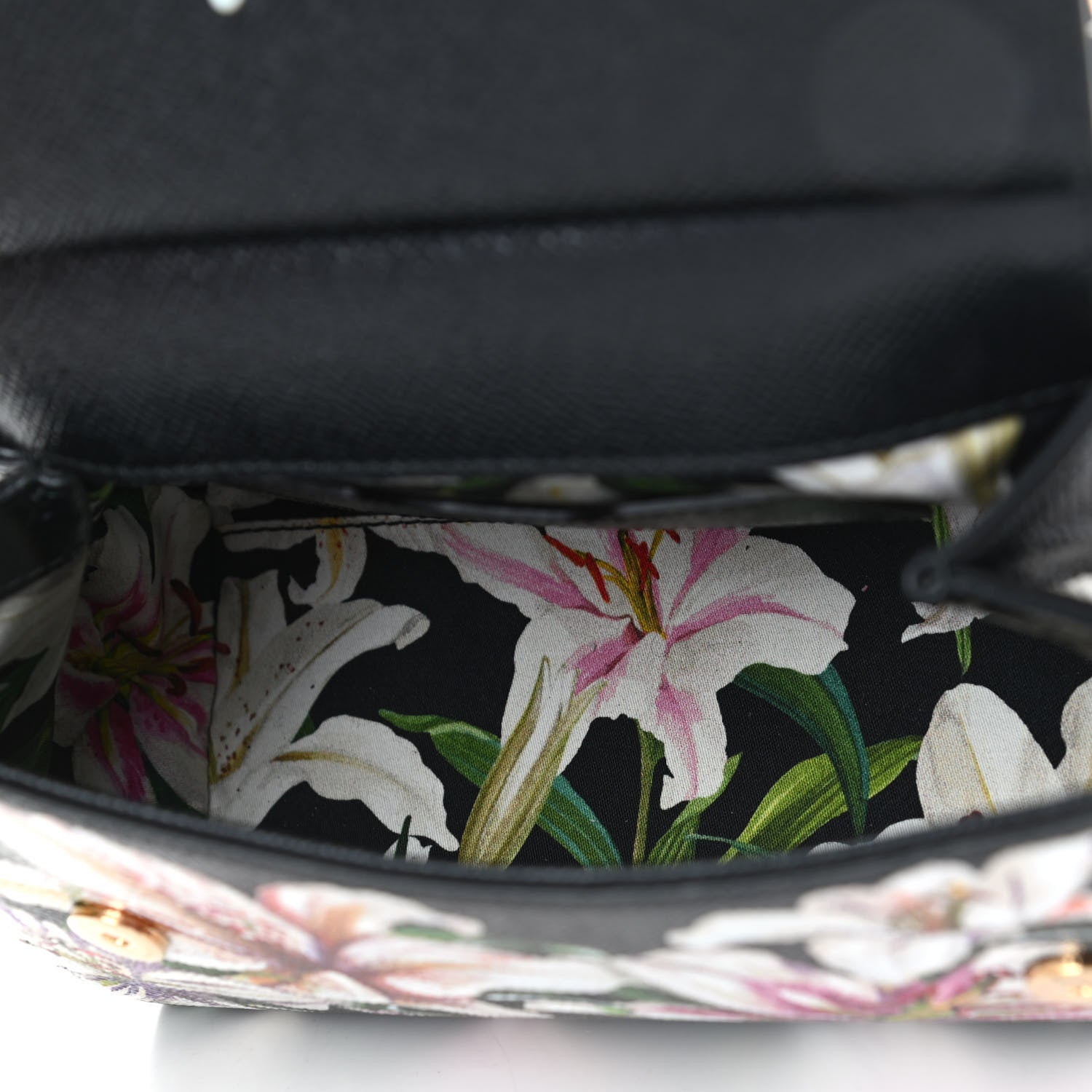 Dolce & Gabbana Dauphine Floral Print Small Miss Sicily Satchel Black Multicolor 4 of 4