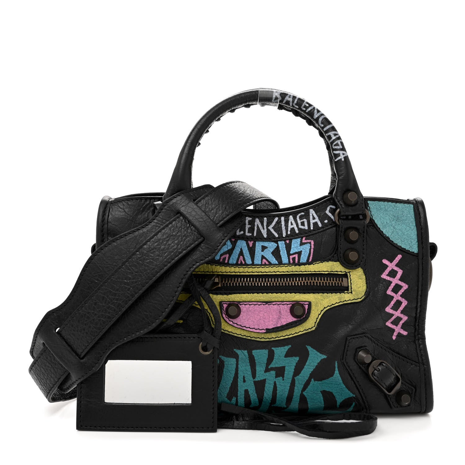 Balenciaga Agneau Arena Graffiti All Over Classic Hardware Mini City Black Multicolor 1 of 10
