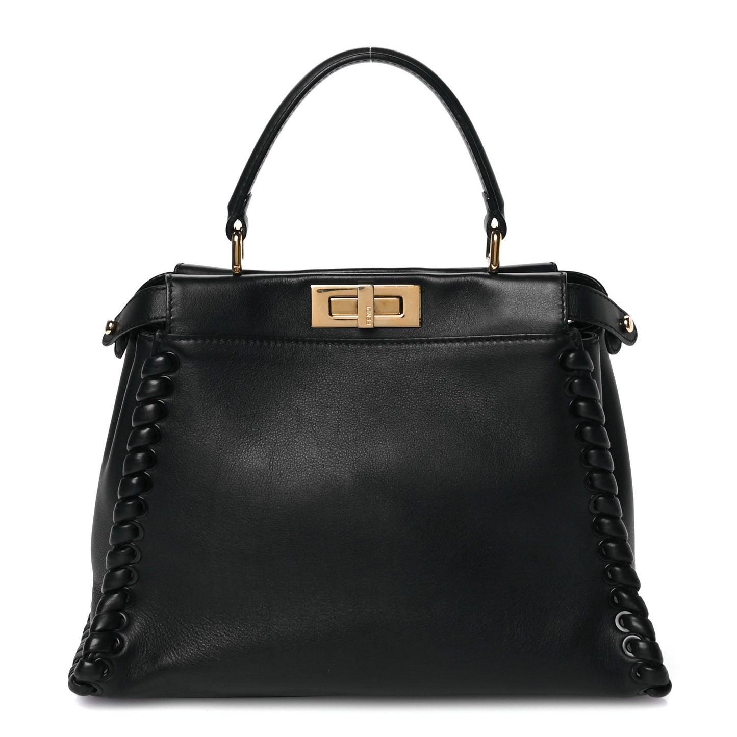 Vitello Seta Lace Up Medium Peekaboo Iconic Satchel Black