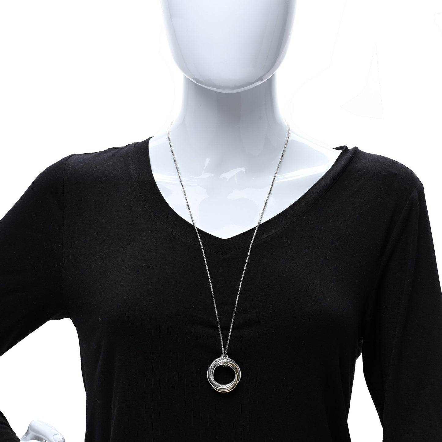 Sterling Silver 14K Yellow Gold 28mm Crossover Pendant Necklace