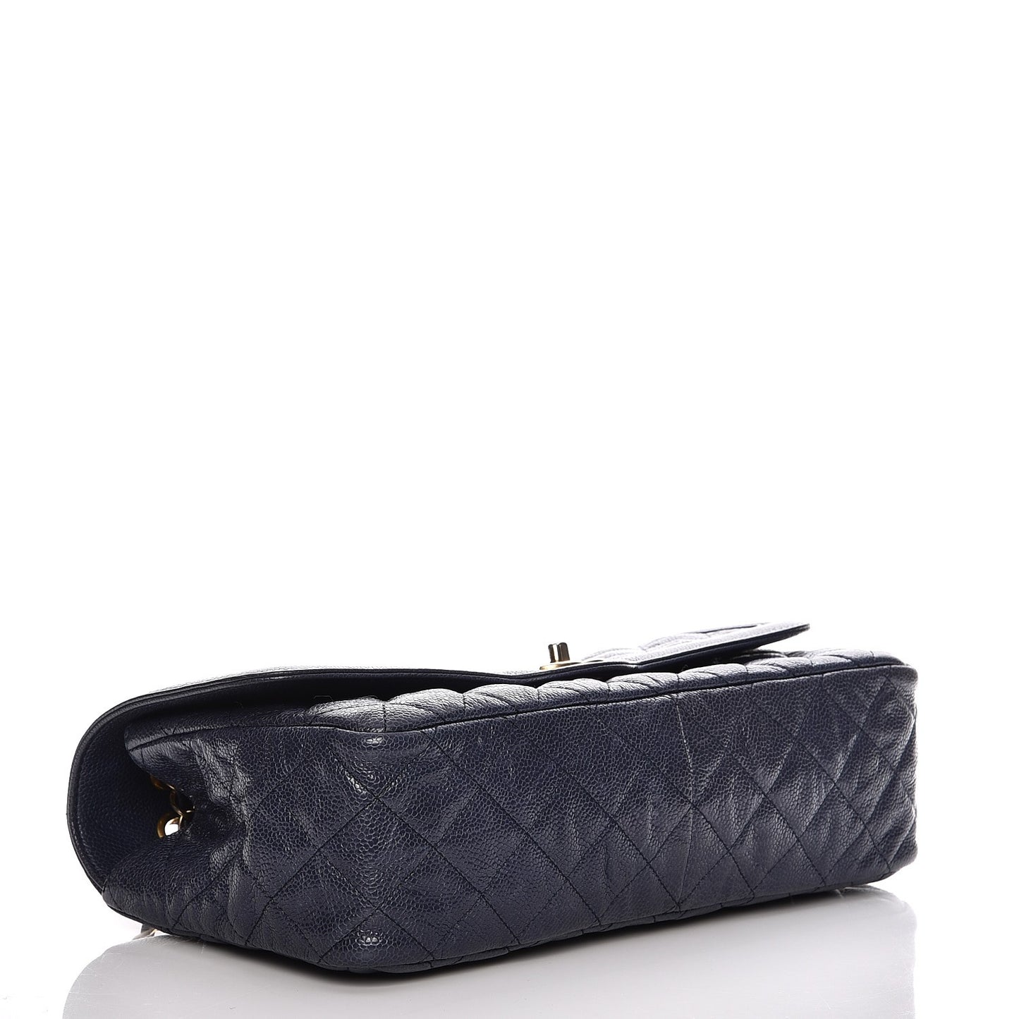 Crumpled Grained Calfskin Flap Navy Blue