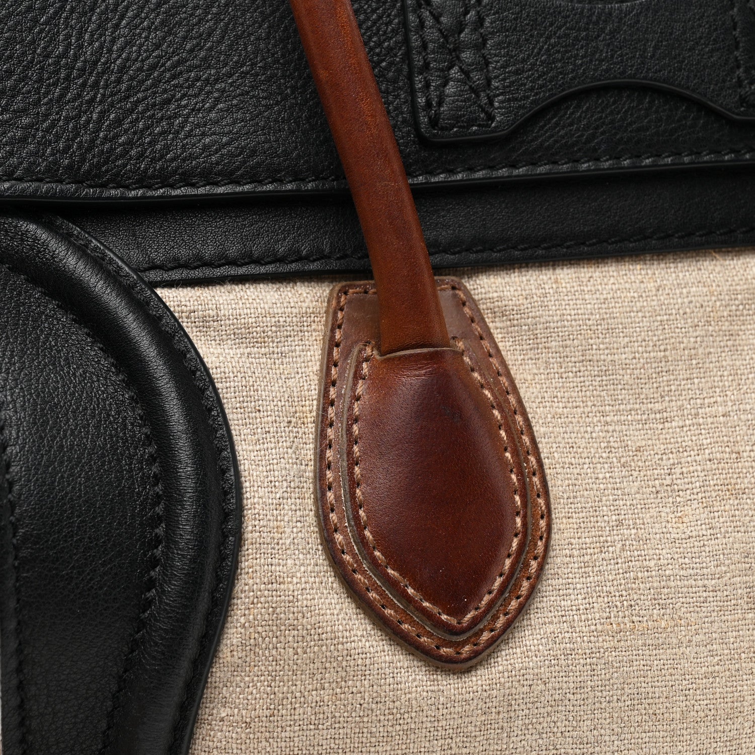 Celine Canvas Smooth Calfskin Micro Tri-Color Luggage Natural Black Tan 11 of 13