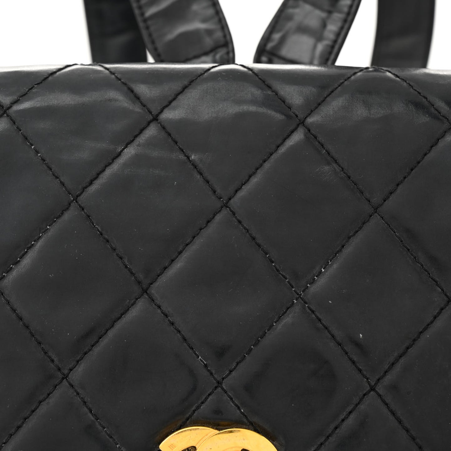 Patent Quilted Backpack Black