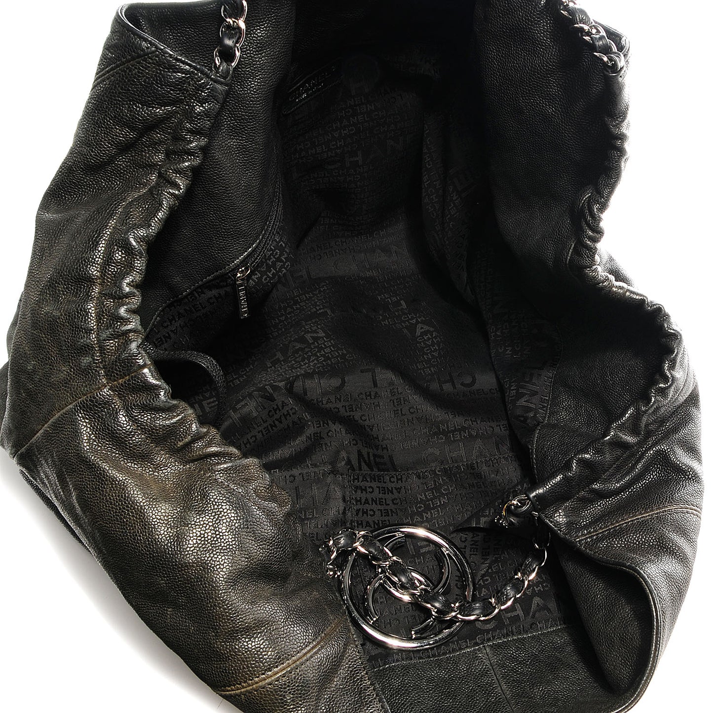 Distressed Caviar XL Coco Cabas Black