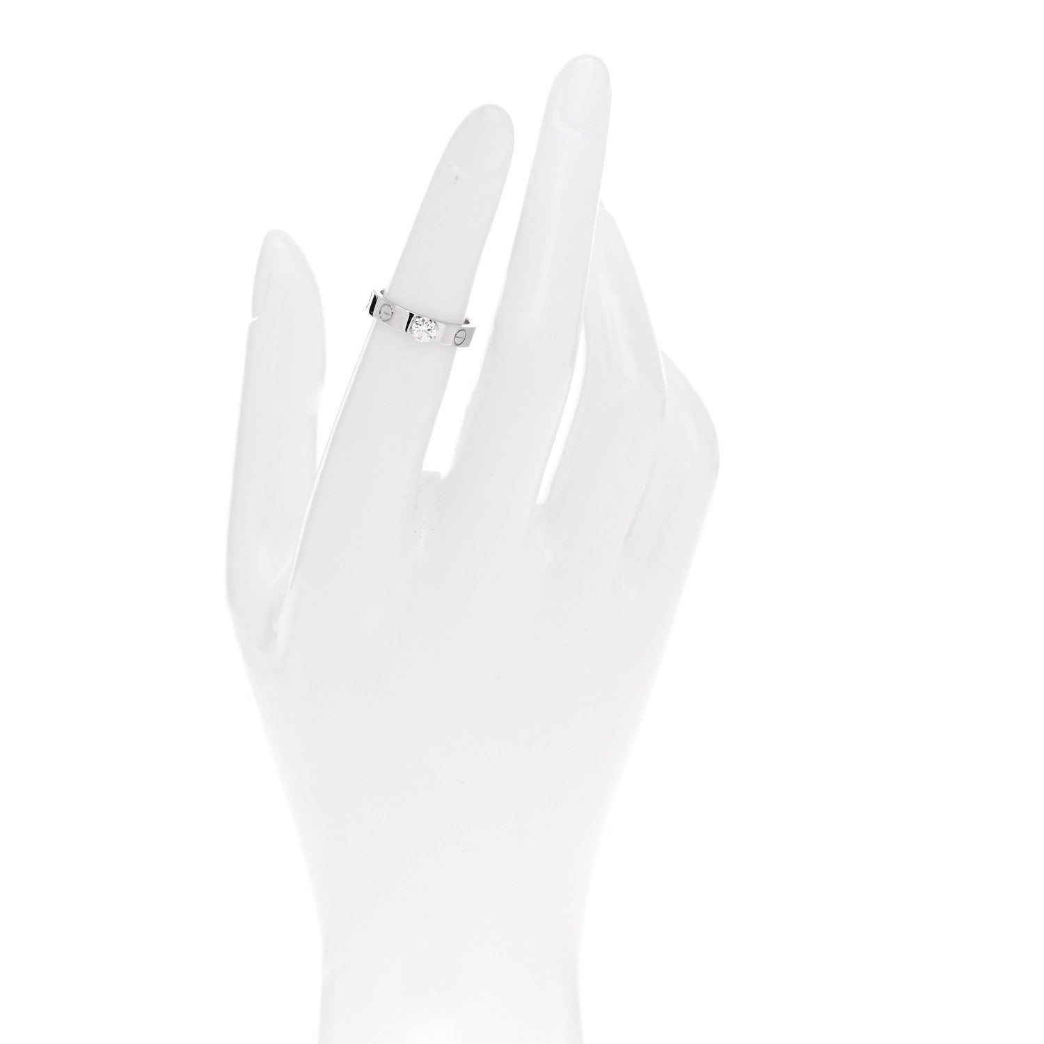 Cartier 18K White Gold Diamond .23ct LOVE Solitaire Engagement Ring 48 4.25 2 of 5