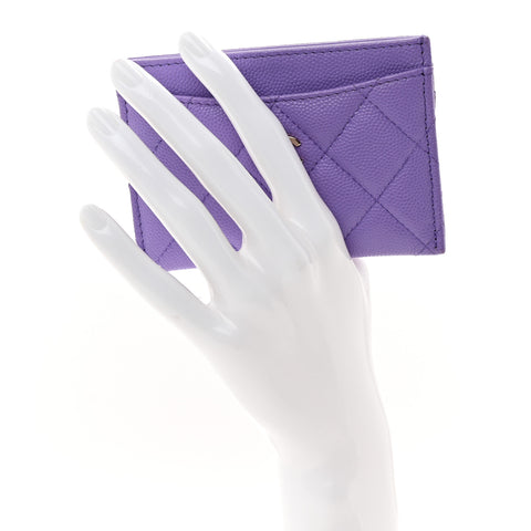 Caviar Quilted Card Holder Purple