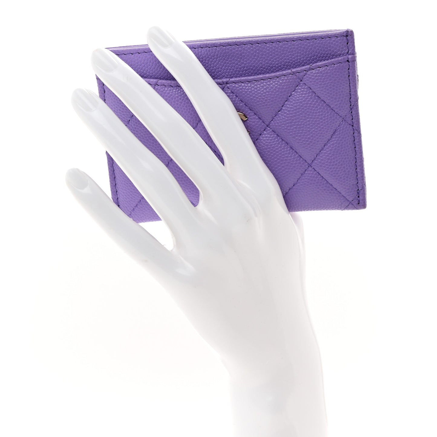Caviar Quilted Card Holder Purple
