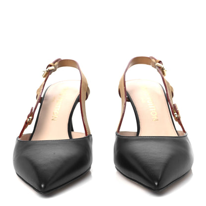 Louis Vuitton Calfskin Blossom Slingback Pump 37.5 Black 3 of 8