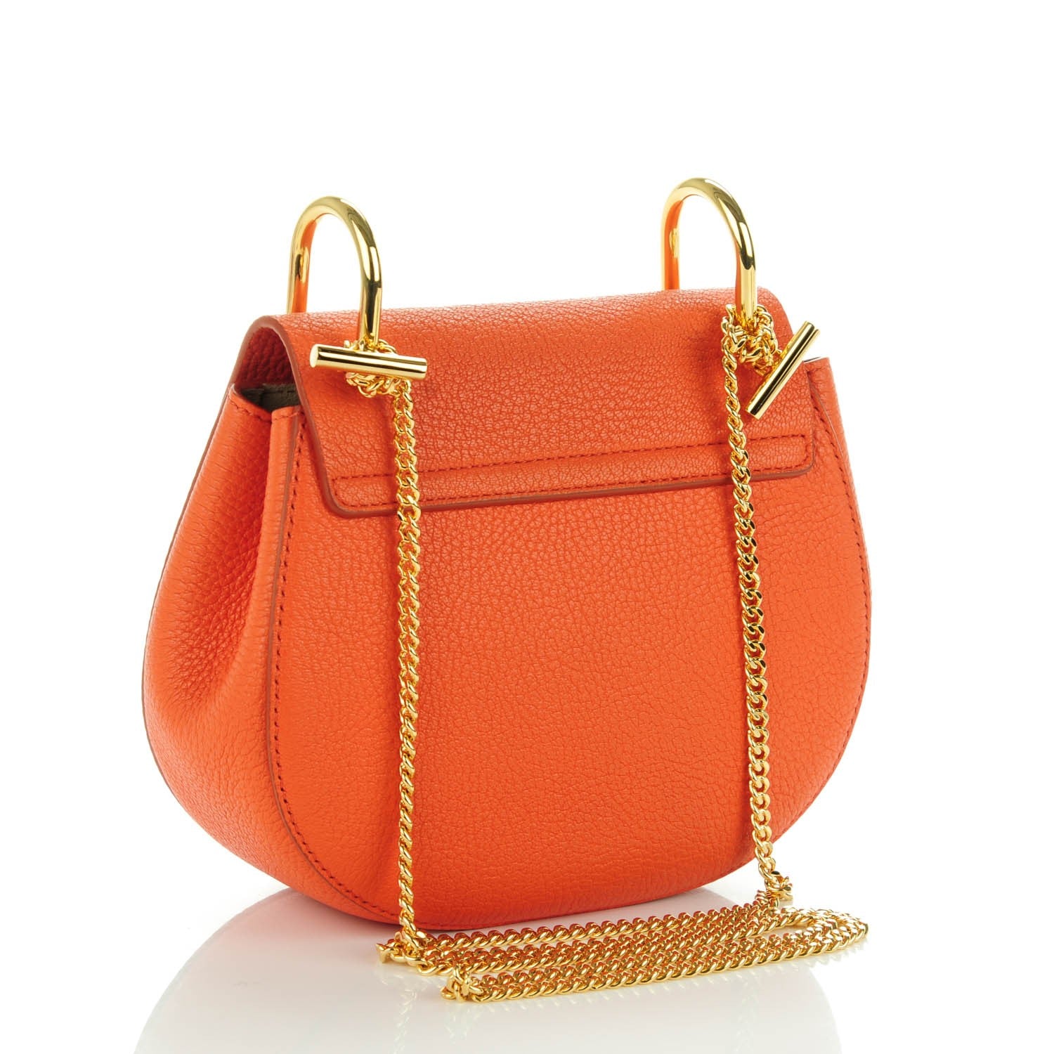 Chloe Grained Lambskin Mini Drew Shoulder Bag Foxy Orange 3 of 7