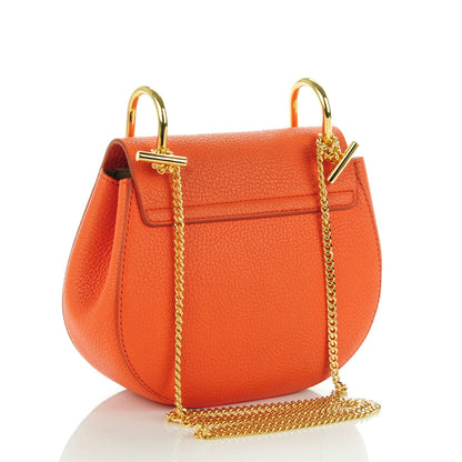 Chloe Grained Lambskin Mini Drew Shoulder Bag Foxy Orange 3 of 7