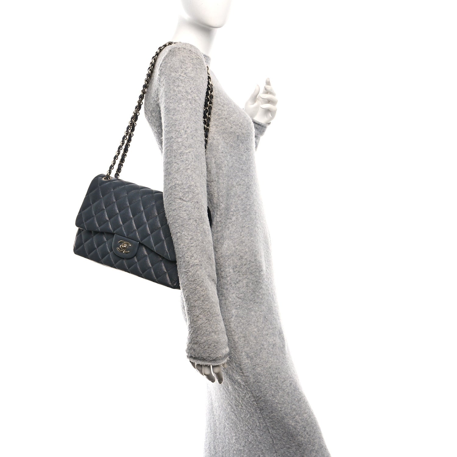 Chanel Caviar Quilted Jumbo Double Flap Dark Grey 2 of 11