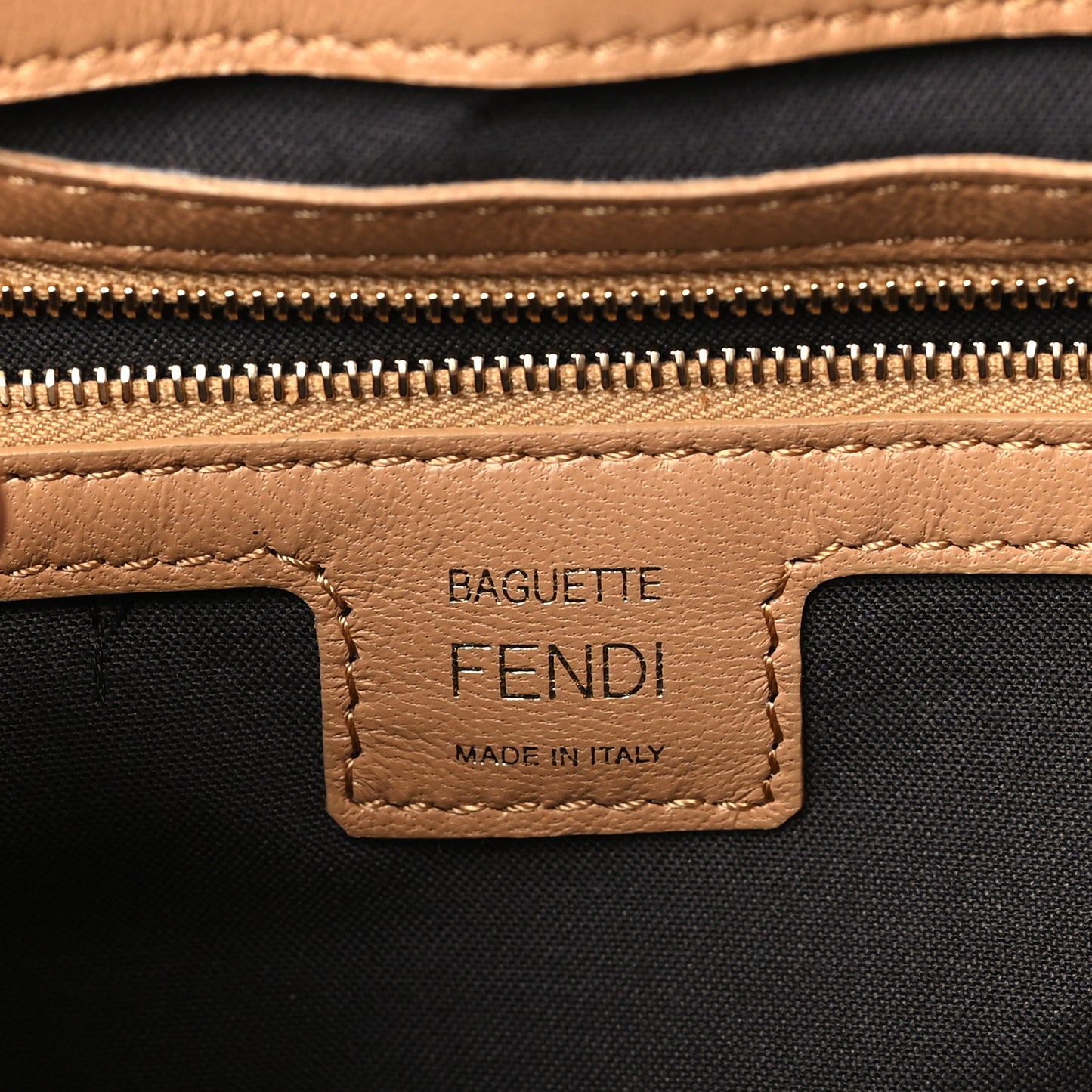 Nappa FF 1974 Embossed Baguette Miele Scuro