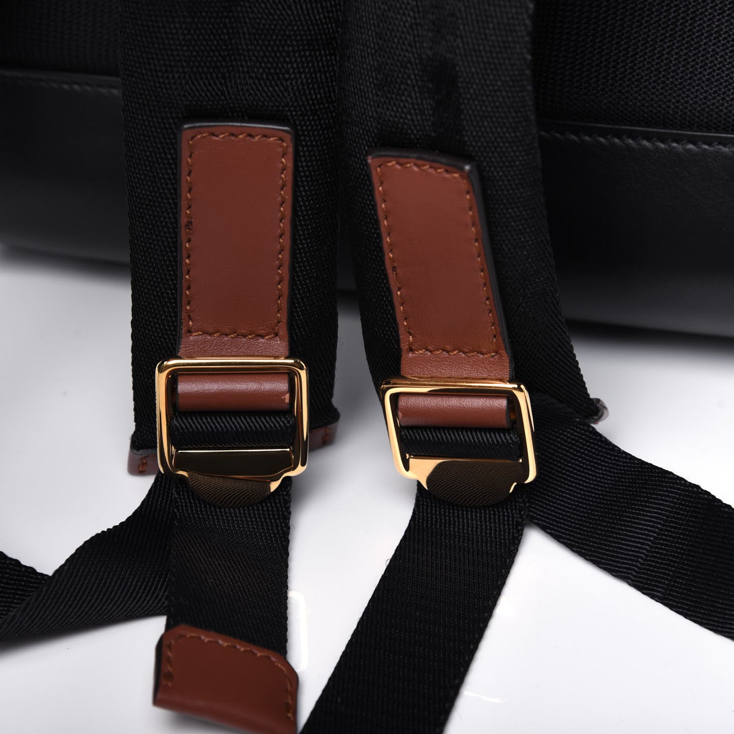 E-Canvas Monogram Stripe Backpack Bridle Brown