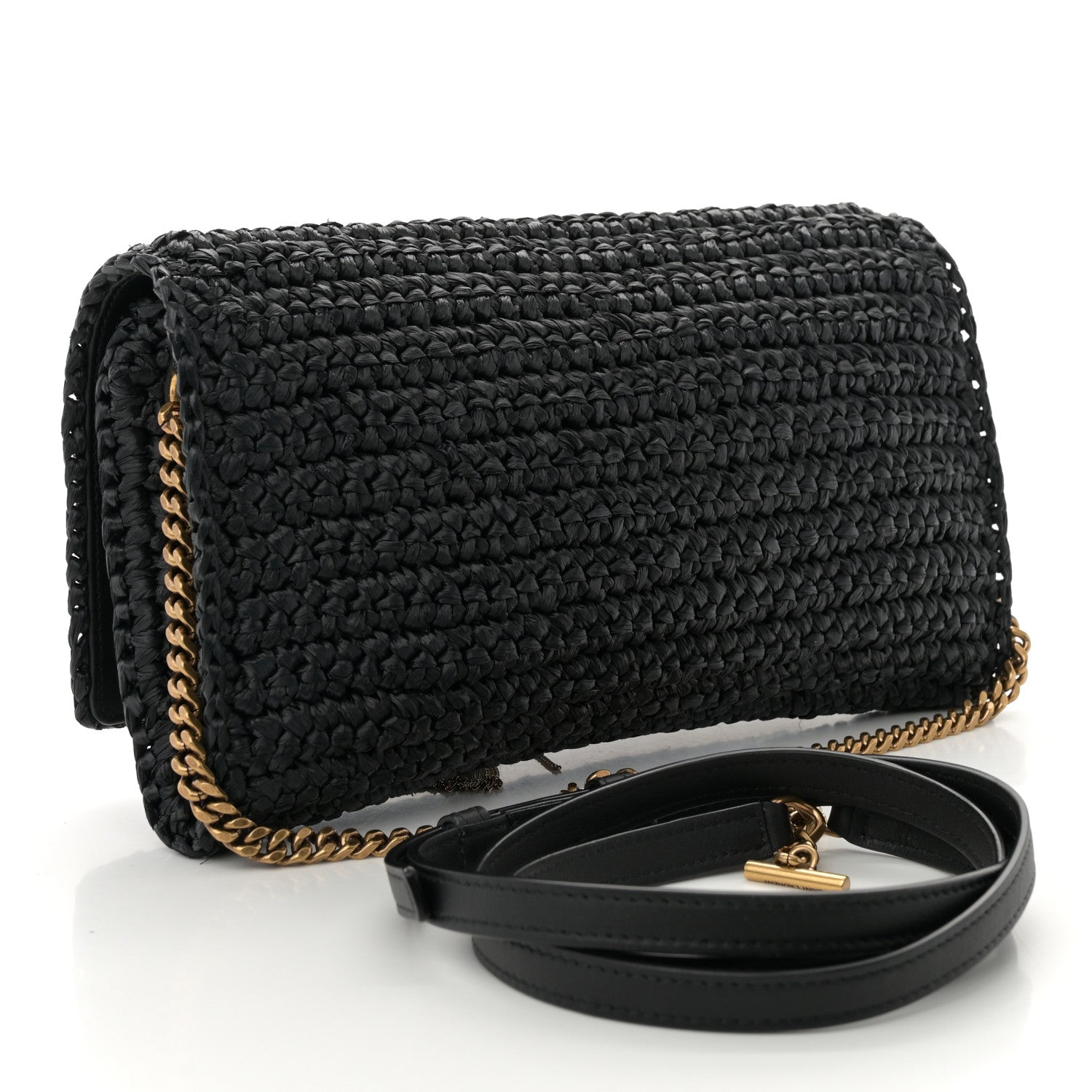 Saint Laurent Raffia Monogram Tassel Kate 99 Black 3 of 11