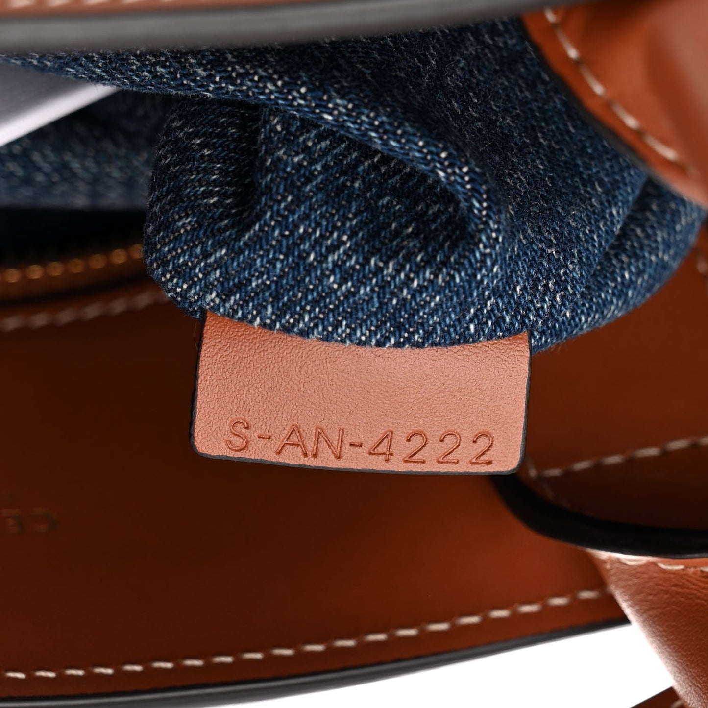 Denim All Over Print Small Vertical Cabas Navy Tan