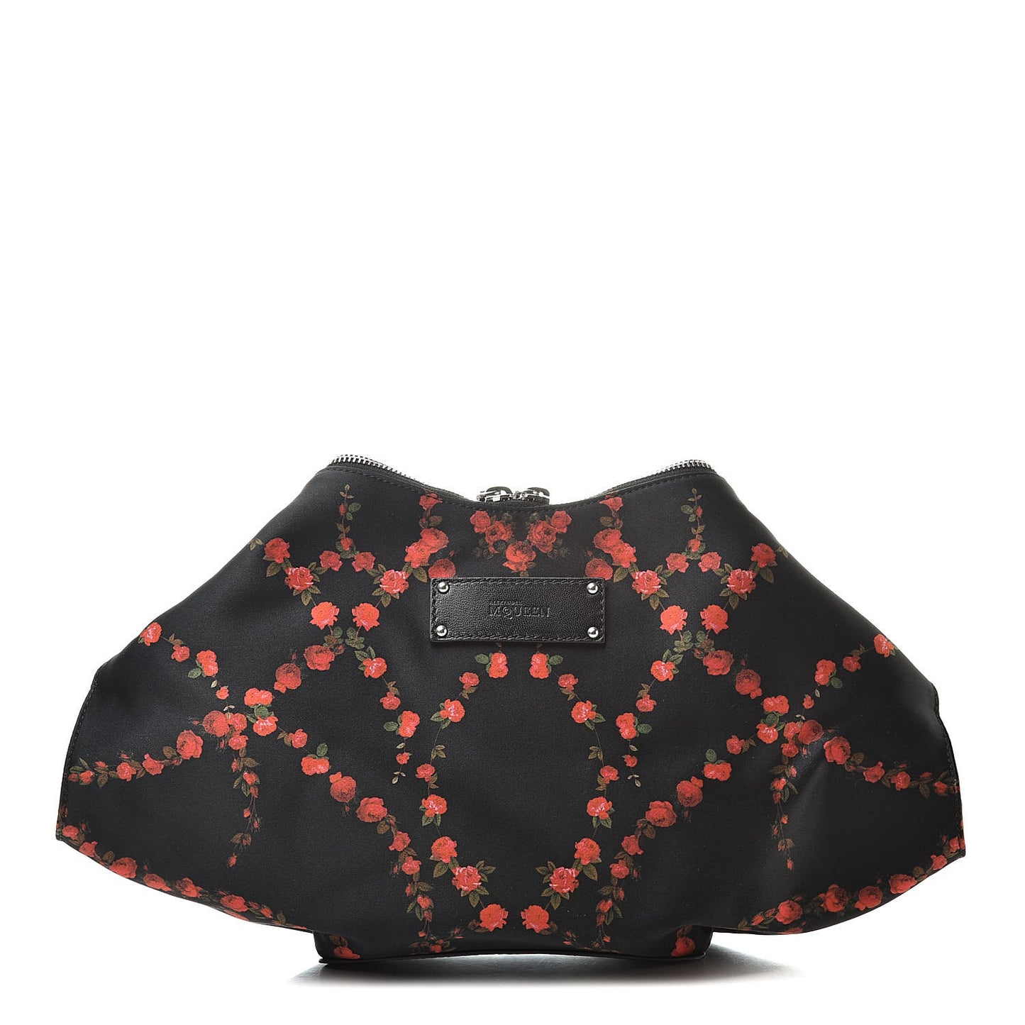 Silk Printed Roses De Manta Clutch Black Red